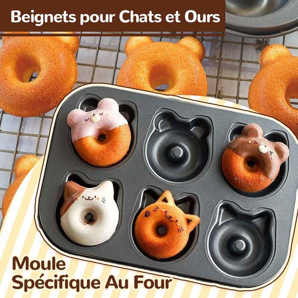 moule donuts antiadhesif six cavités forme animaux